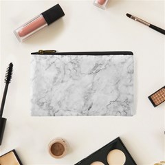 White Marble Texture Floor Background With Dark Gray Grey Texture Greek Marble Print Luxuous Real Marble Cosmetic Bag (xs) by genx