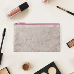 Pink Marble Beige Texture Floor Background With Shinny Pink Veins Greek Marble Print Luxuous Real Marble  Cosmetic Bag (xs) by genx