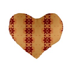 Brown Flower Standard 16  Premium Flano Heart Shape Cushions by HermanTelo