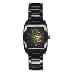 Pepe The Frog Rare Celtic Viking Norse Dragon Pattern Deus Vult Medieval Wojak Crusader Stainless Steel Barrel Watch by snek