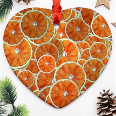 Oranges Background Texture Pattern Heart Ornament (two Sides) by HermanTelo