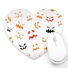 Pumpkin Faces Pattern Heart Mousepads by Sobalvarro