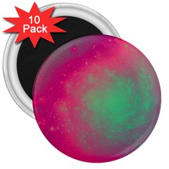 Effet Galaxy Rose/vert 3  Magnets (10 Pack)  by kcreatif