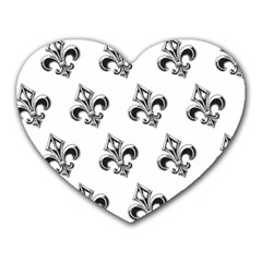 French France Fleur De Lys Metal Pattern Black And White Antique Vintage Heart Mousepads by Quebec