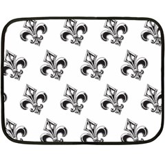 French France Fleur De Lys Metal Pattern Black And White Antique Vintage Double Sided Fleece Blanket (mini)  by Quebec