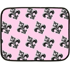 French France Fleur De Lys Metal Pattern Black And White Antique Vintage Pink And Black Rocker Fleece Blanket (mini) by Quebec