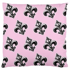 French France Fleur De Lys Metal Pattern Black And White Antique Vintage Pink And Black Rocker Large Flano Cushion Case (two Sides) by Quebec