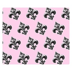 French France Fleur De Lys Metal Pattern Black And White Antique Vintage Pink And Black Rocker Double Sided Flano Blanket (small)  by Quebec