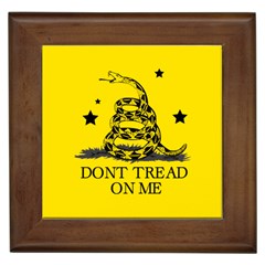 Gadsden Flag Don t Tread On Me Yellow And Black Pattern With American Stars Framed Tile by snek