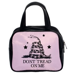 Gadsden Flag Don t Tread On Me Light Pink And Black Pattern With American Stars Classic Handbag (two Sides) by snek