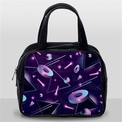 Retrowave Aesthetic Vaporwave Retro Memphis Pattern 80s Design Geometrical Shapes Futurist Pink Blue 3d Classic Handbag (one Side) by genx