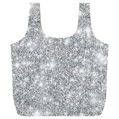 Silver And White Glitters Metallic Finish Party Texture Background Imitation Full Print Recycle Bag (xxl) by genx