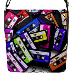 Cassette Many Record Graphics Flap Closure Messenger Bag (s) by Wegoenart