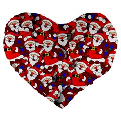 Nicholas Santa Christmas Pattern Large 19  Premium Heart Shape Cushions by Wegoenart