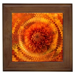 Abstract Dahlia Orange Autumn Framed Tile by Wegoenart