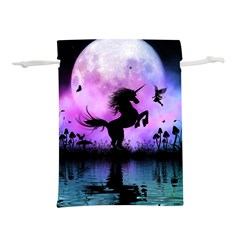 Wonderful Unicorn With Fairy In The Night Lightweight Drawstring Pouch (l) by FantasyWorld7