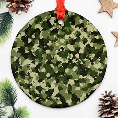 Dark Green Camouflage Army Round Ornament (two Sides) by McCallaCoultureArmyShop