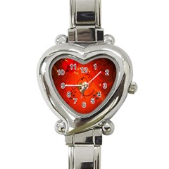 Golden Heart On Vintage Background Heart Italian Charm Watch by FantasyWorld7