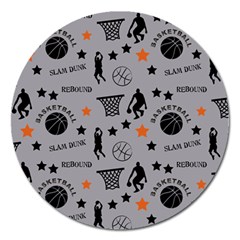 Slam Dunk Basketball Gray Magnet 5  (round) by mccallacoulturesports