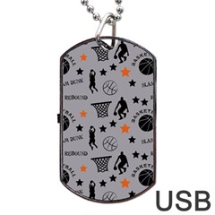 Slam Dunk Basketball Gray Dog Tag Usb Flash (one Side) by mccallacoulturesports