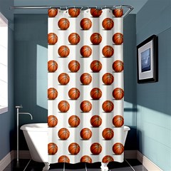 Orange Basketballs Shower Curtain 36  X 72  (stall)  by mccallacoulturesports