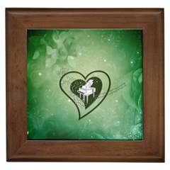 Music, Piano On A Heart Framed Tile by FantasyWorld7