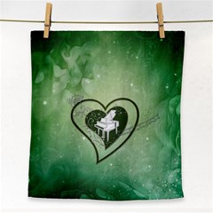 Music, Piano On A Heart Face Towel by FantasyWorld7