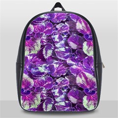 Botanical Violet Print Pattern 2 School Bag (xl) by dflcprintsclothing