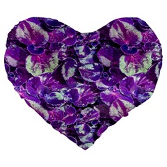 Botanical Violet Print Pattern 2 Large 19  Premium Flano Heart Shape Cushions by dflcprintsclothing