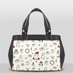 Cute Christmas Doodles Seamless Pattern Oversize Office Handbag (2 Sides) by Vaneshart