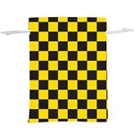 Checkerboard Pattern Black and Yellow Ancap Libertarian  Lightweight Drawstring Pouch (XL) Back