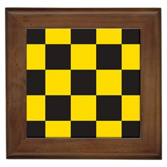 Checkerboard Pattern Black And Yellow Ancap Libertarian Framed Tile by snek