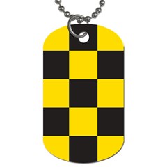 Checkerboard Pattern Black And Yellow Ancap Libertarian Dog Tag (two Sides) by snek