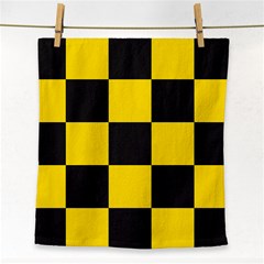 Checkerboard Pattern Black And Yellow Ancap Libertarian Face Towel by snek