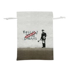 Banksy Graffiti Original Quote Follow Your Dreams Cancelled Cynical With Painter Lightweight Drawstring Pouch (m) by snek