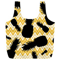 Ananas Chevrons Noir/jaune Full Print Recycle Bag (xxl) by kcreatif