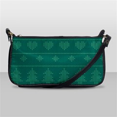 Beautiful Knitted Christmas Pattern Green Shoulder Clutch Bag by Vaneshart