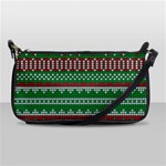 Knitted Christmas Pattern Green Red Shoulder Clutch Bag Front