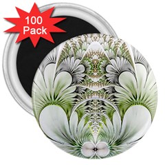 Fractal Delicate White Background 3  Magnets (100 Pack) by HermanTelo