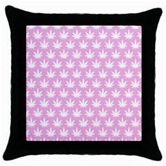 Kawaii Cannabis  Throw Pillow Case (black) by thethiiird