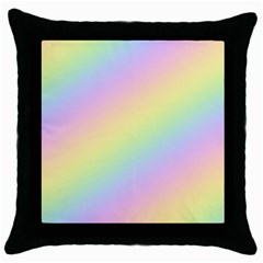 Pastel Goth Rainbow  Throw Pillow Case (black) by thethiiird