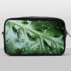 Green Wet Rain Water Drops Plant Toiletries Bag (one Side) by Vaneshart