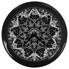 Black And White Pattern Wall Clock (black) by Sobalvarro