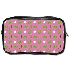 Green Elephant Pattern Mauve Toiletries Bag (two Sides) by snowwhitegirl