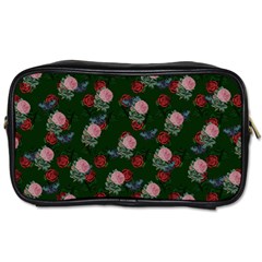 Dark Floral Butterfly Green Toiletries Bag (two Sides) by snowwhitegirl