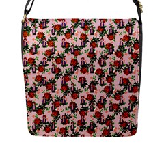 Fiola Pattern Pink Flap Closure Messenger Bag (l) by snowwhitegirl