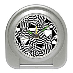 Black And White Crazy Pattern Travel Alarm Clock by Sobalvarro