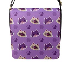 Cute Colorful Cat Kitten With Paw Yarn Ball Seamless Pattern Flap Closure Messenger Bag (l) by Vaneshart