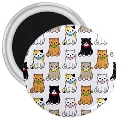 Cat Kitten Seamless Pattern 3  Magnets by Vaneshart