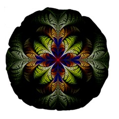 Fractal Flower Fantasy Design Large 18  Premium Round Cushions by Wegoenart